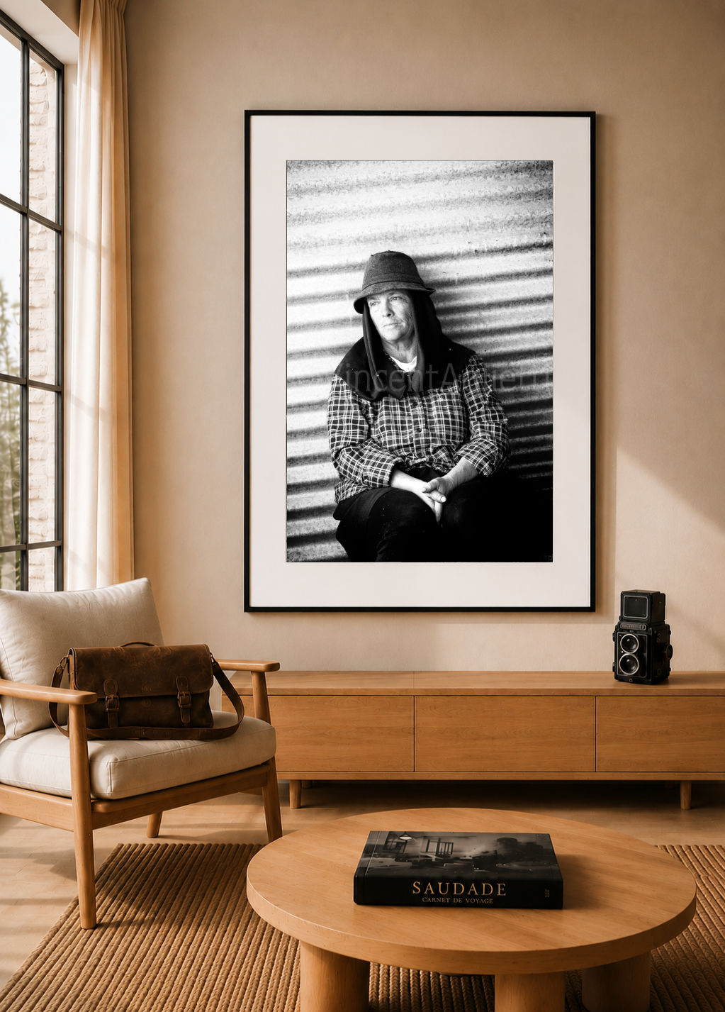 Tirage Fine Art « Josefa » présenté encadré dans un intérieur contemporain.